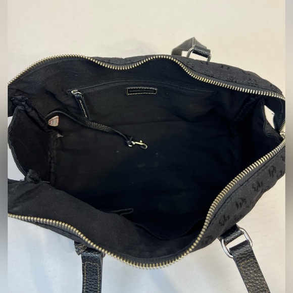 Dooney & Bourke black monogram shoulder bag with black pebbled leather straps - Picture 8 of 16